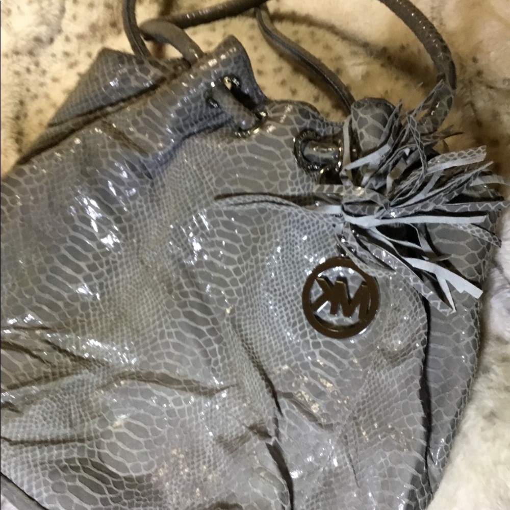 Faux snakeskin leather bag